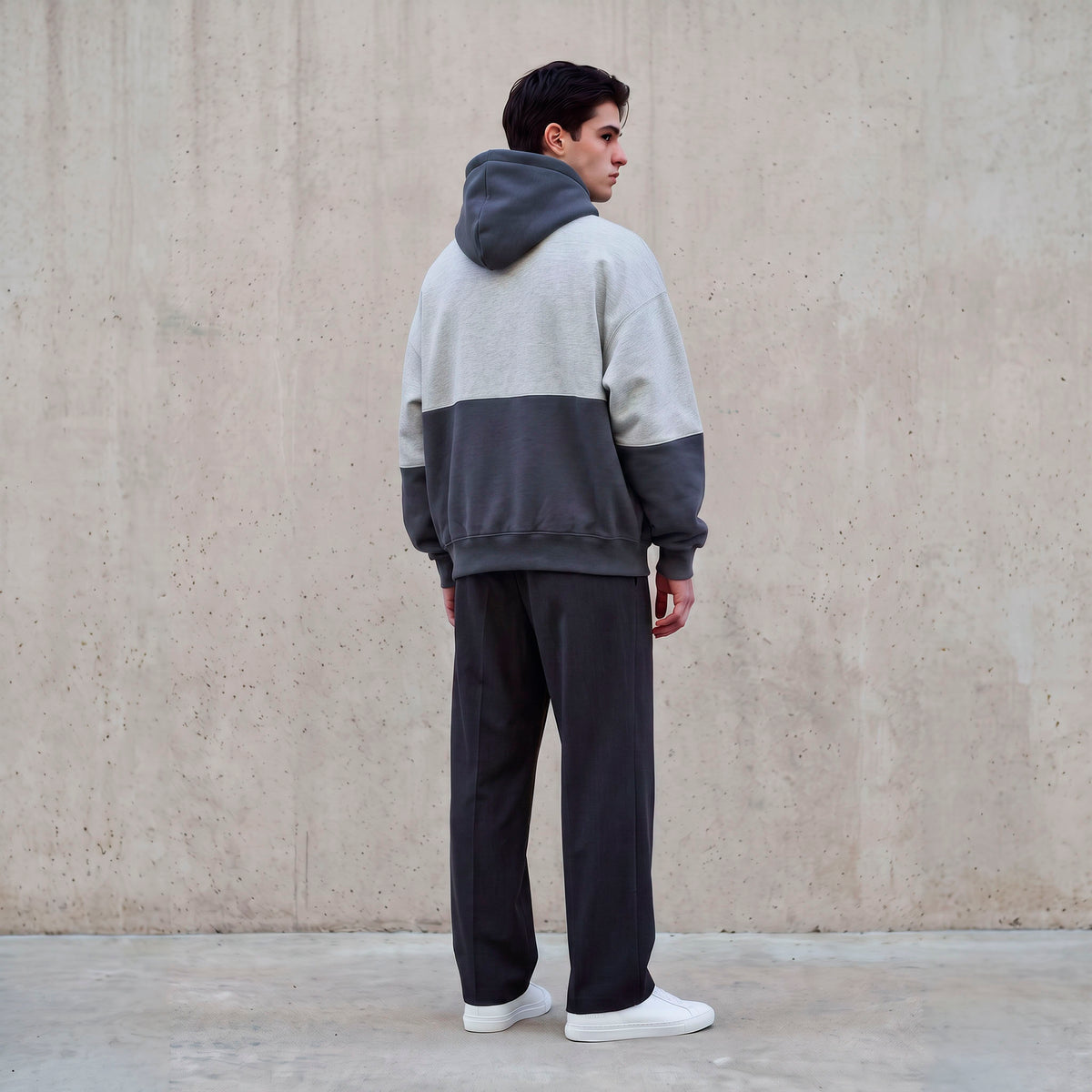 Hoodie duo tono gris